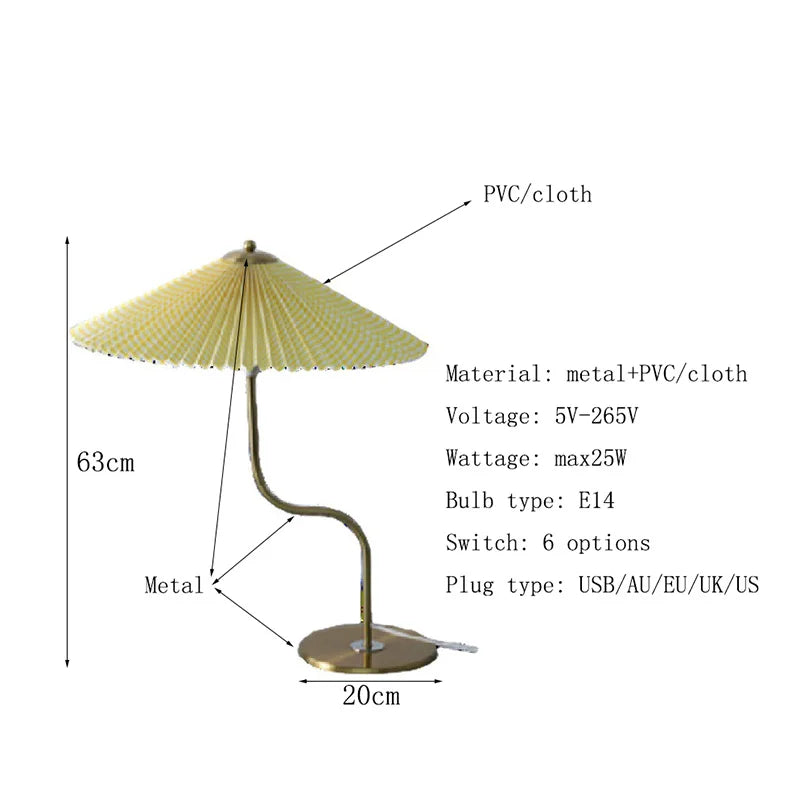 Metal Umbrella Lamp with USB Dimming Switch