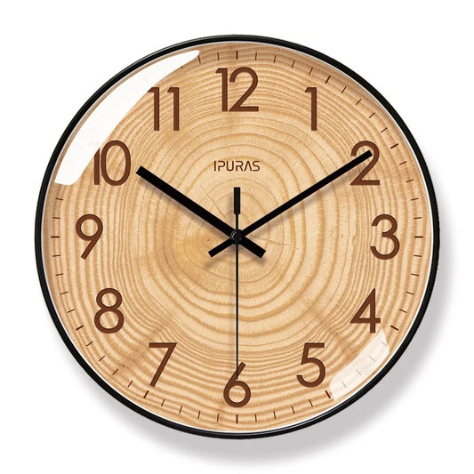 Nordic Style Wooden Wall Clock for Silent Living Room Decor