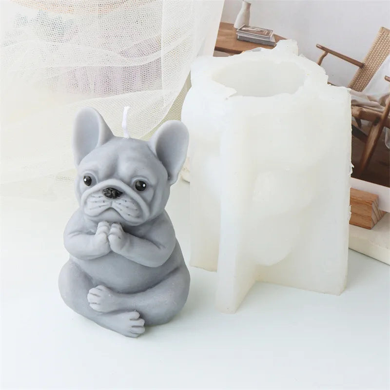 Yoga Pug Dog Silicone Candle Mold