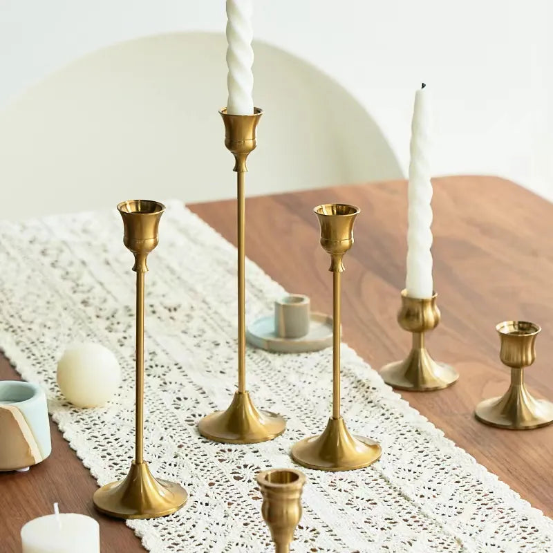 Elegant Brass Gold Candlestick Set for Weddings