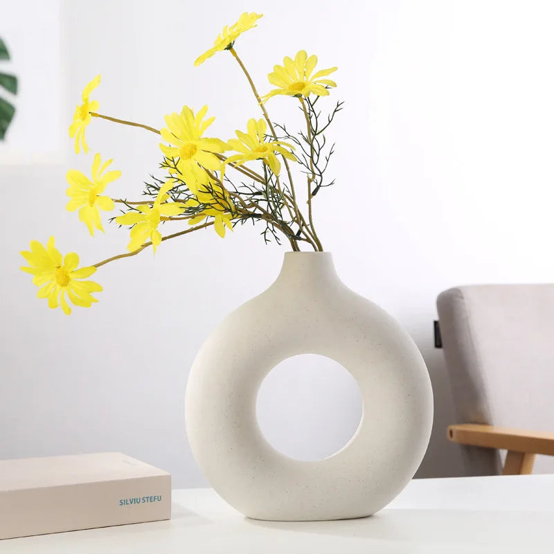 Nordic Ceramic Donuts Flower Pot for Living Room