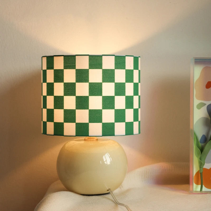 Nordic Checkerboard Ceramic Table Lamp for Decor