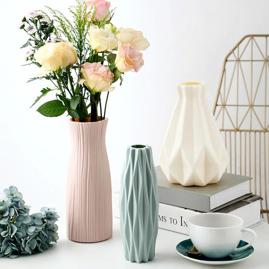 White Imitation Ceramic Vase for Modern Home Decor