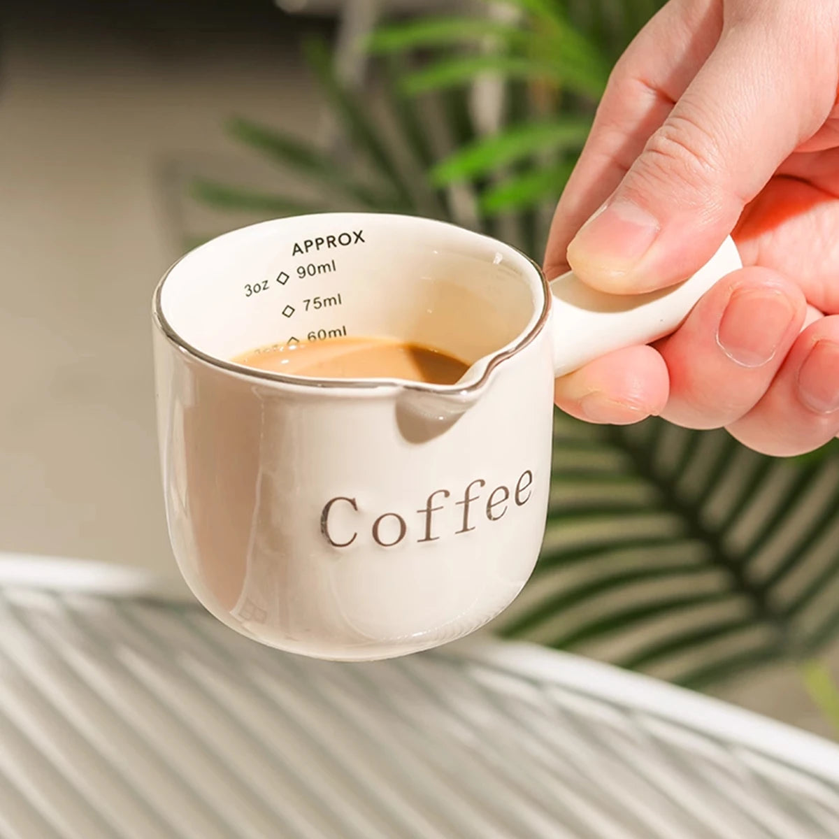 Vintage Cream Coffee Mug with Measuring Scale