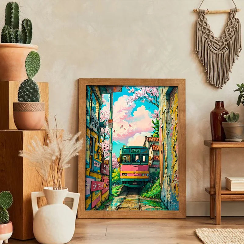 Japanese Street Scenery Canvas for Home Decor