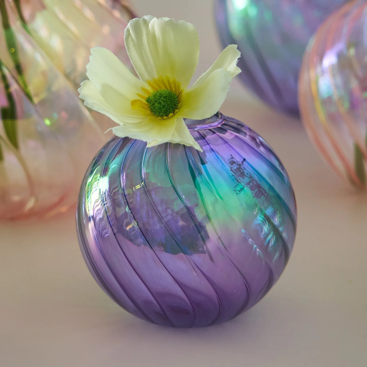 Iridescent Glass Ball Vases for Home Decoration