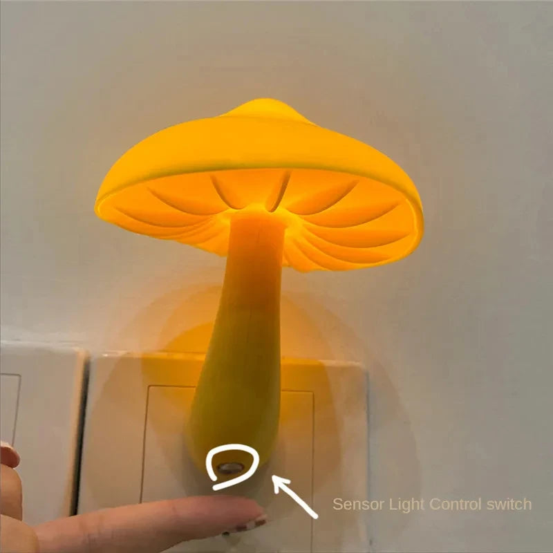 LED Night Light Mushroom Wall Sensor Lamp Warm White Bedroom