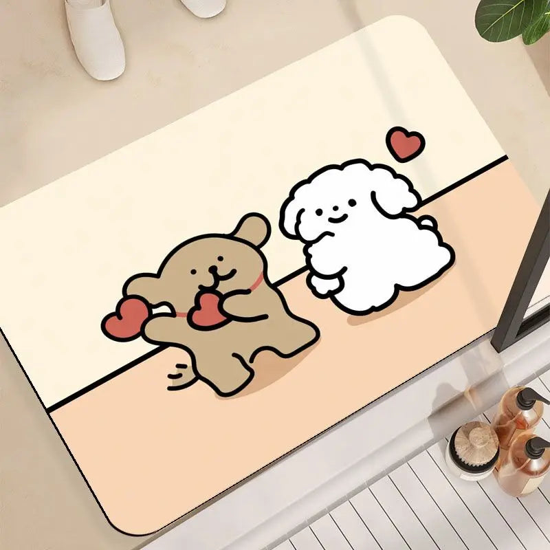 Cute Cartoon Diatom Mud Absorbent Bathroom Mat