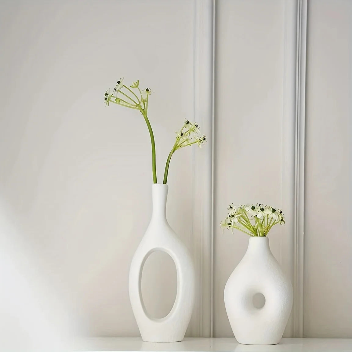 White Ceramic Vases Set of 4 for Wedding Decor