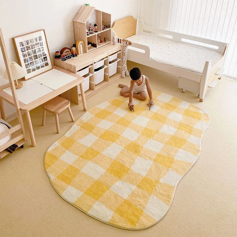 Plaid Minimalist Living Room Carpet