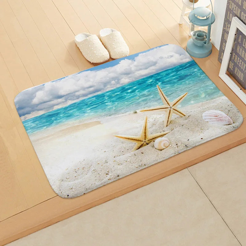 Ocean Beach Starfish Pattern Doormat