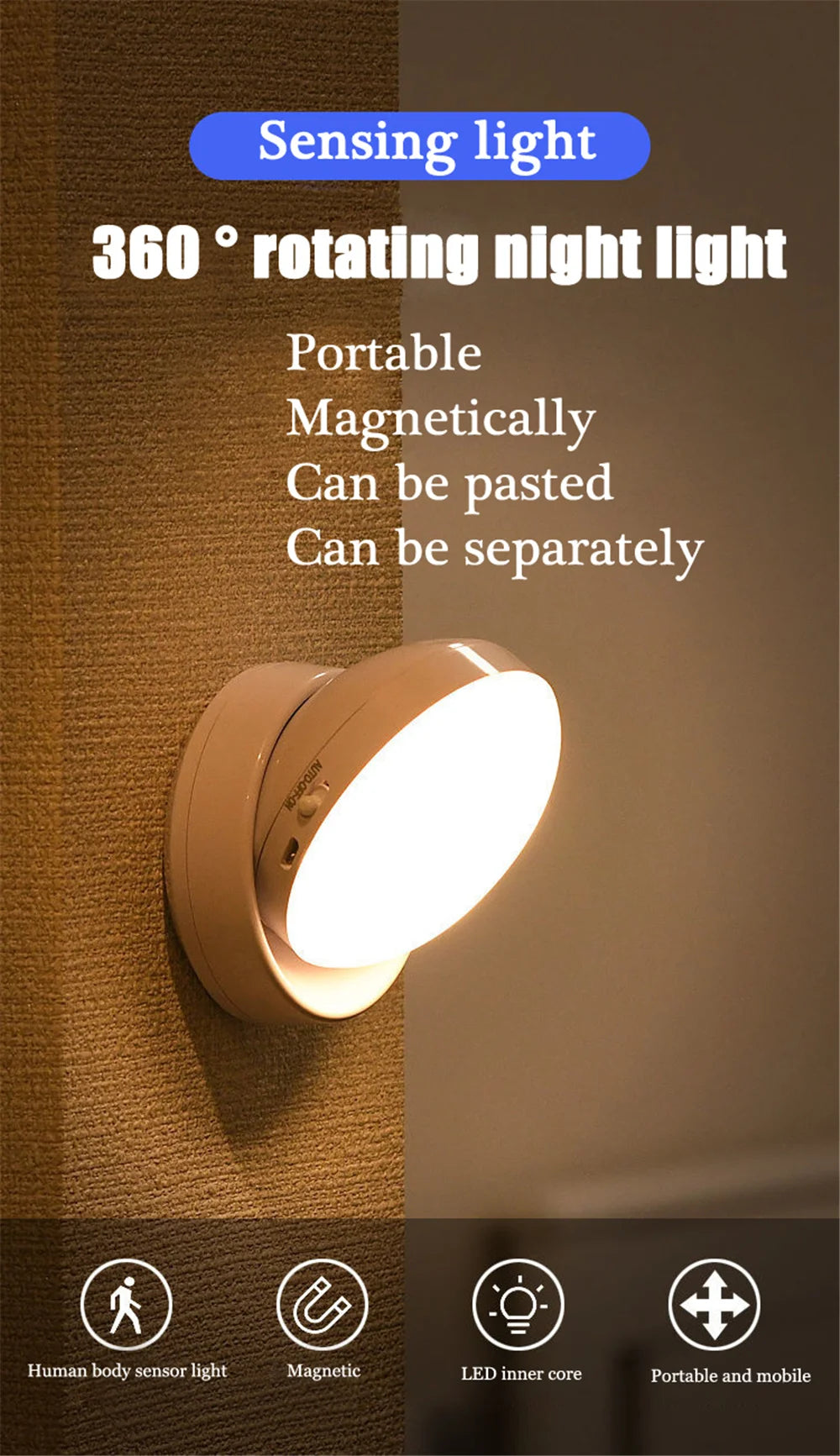 360-Degree PIR Motion Sensor LED Night Light