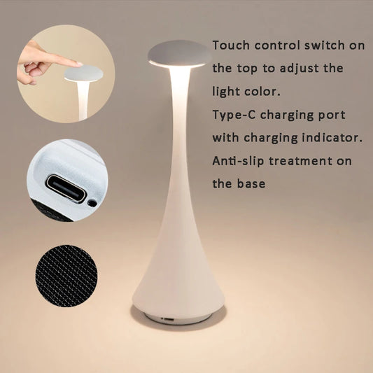 Rechargeable Mushroom Table Lamp - Minimalist Design