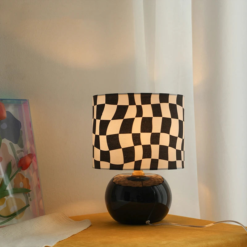 Nordic Checkerboard Ceramic Table Lamp for Decor