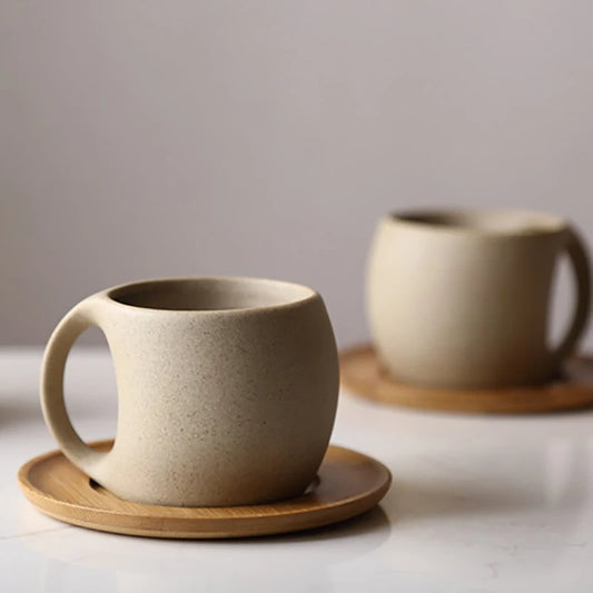 Simple Ceramic Coffee Cup and Saucer, 220ml Drinkware