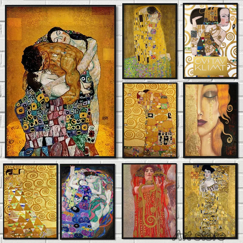 Gustav Klimt Kiss Poster for Modern Room Decor