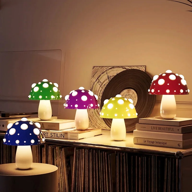 Fly Amanita Mushroom Lamp USB Rechargeable Dual Color LED Light