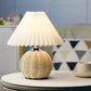 Vintage Rattan Table Lamp with Fabric Shade