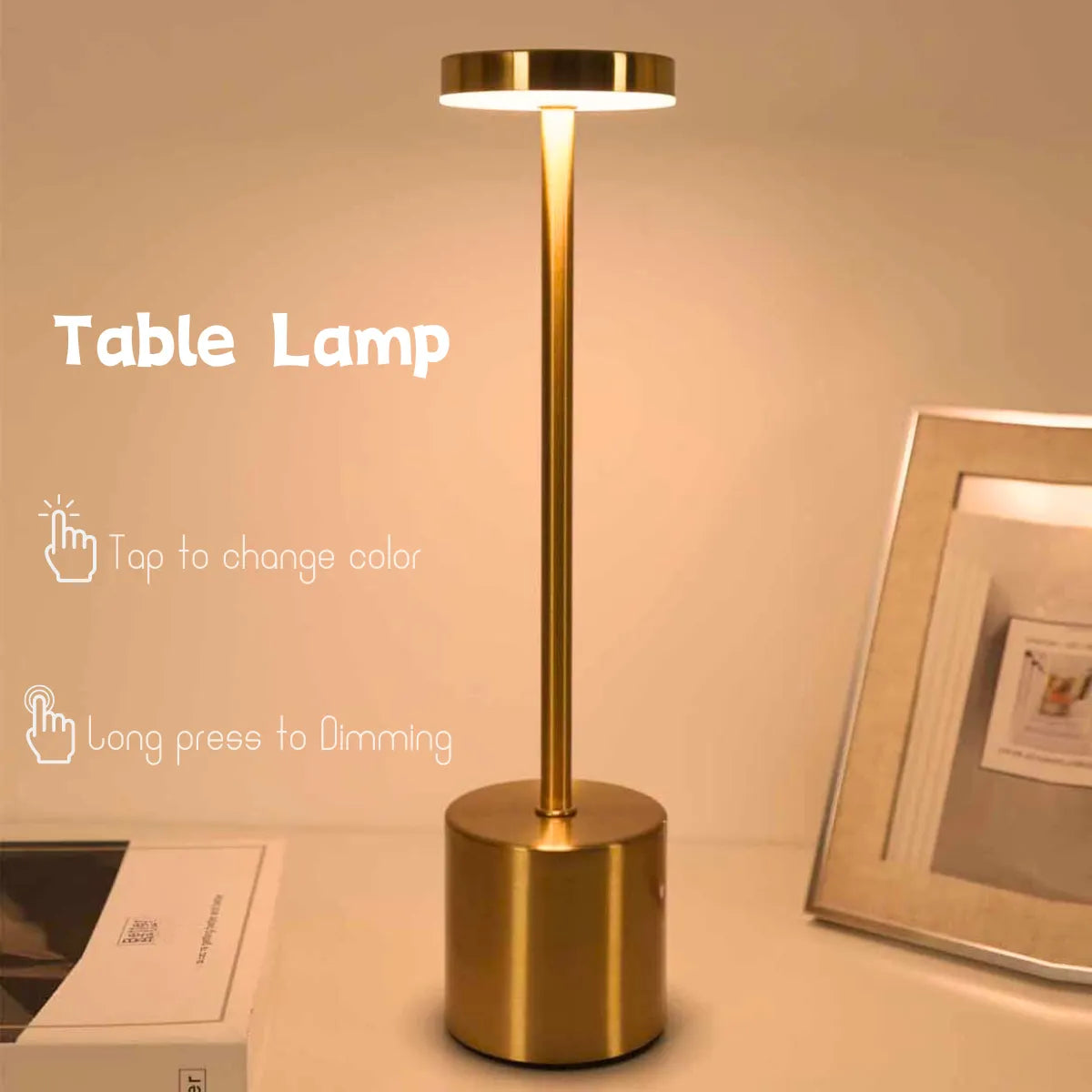 Rechargeable Touch LED Metal Table Lamp for Bar