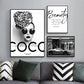 Black White Fashion Woman Canvas for Wall Art