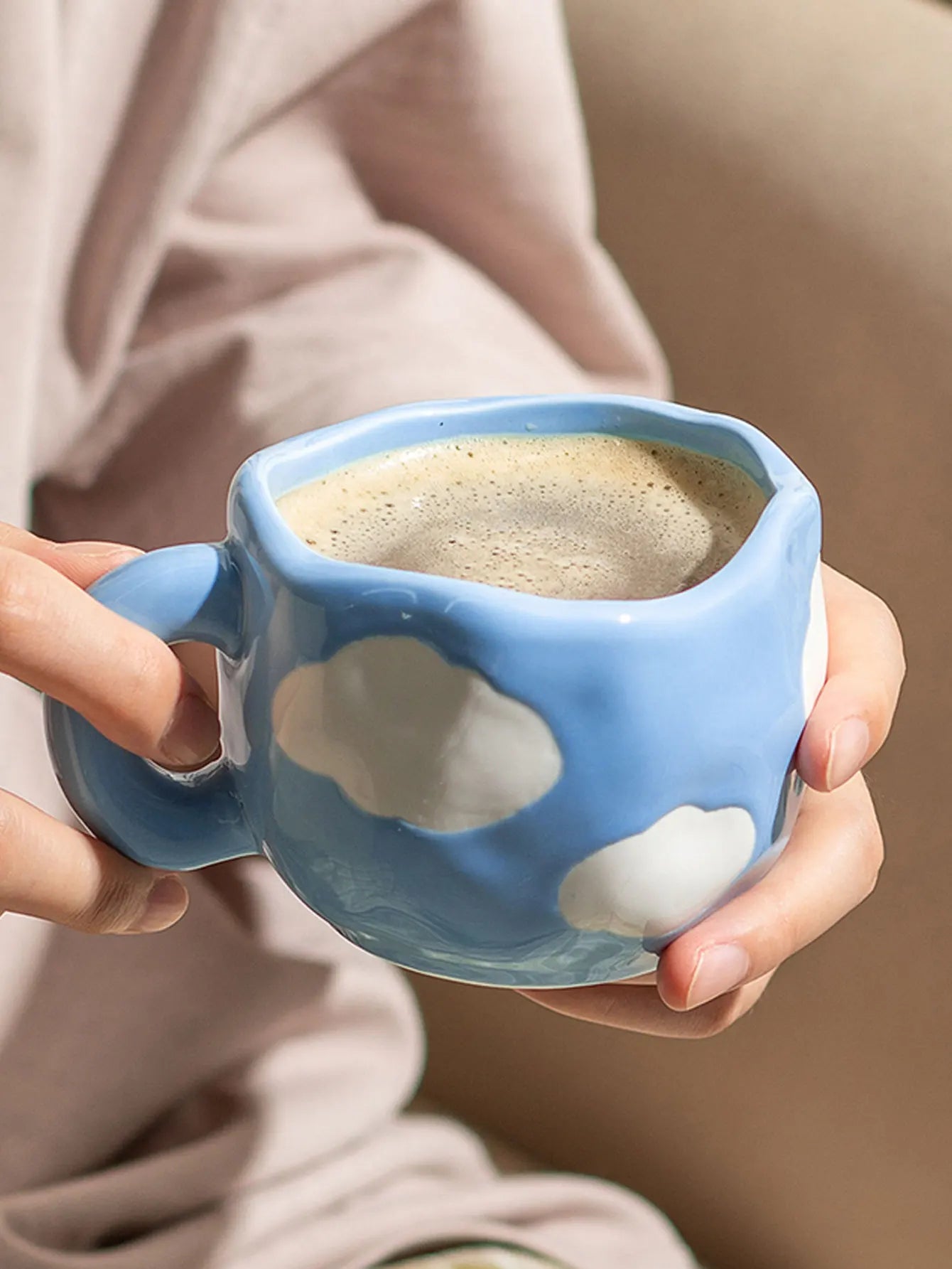 Hand-painted Flower Ceramic Mug with Plate and Spoon Set