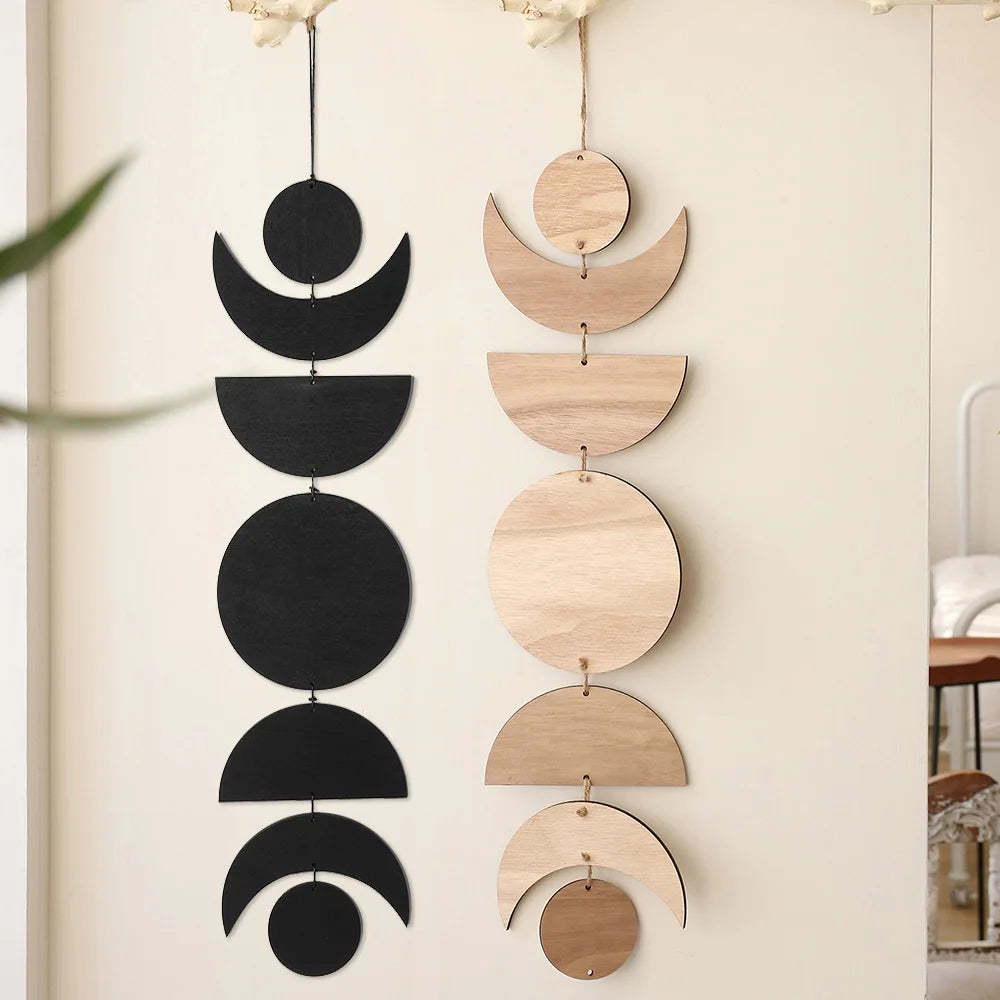 Wooden Moon Phase Garland Boho Wall Decor