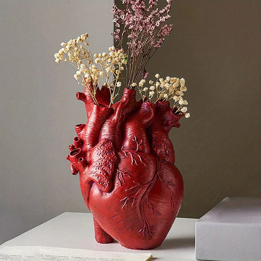 Heart-Shaped Resin Vase for Flower Arrangements