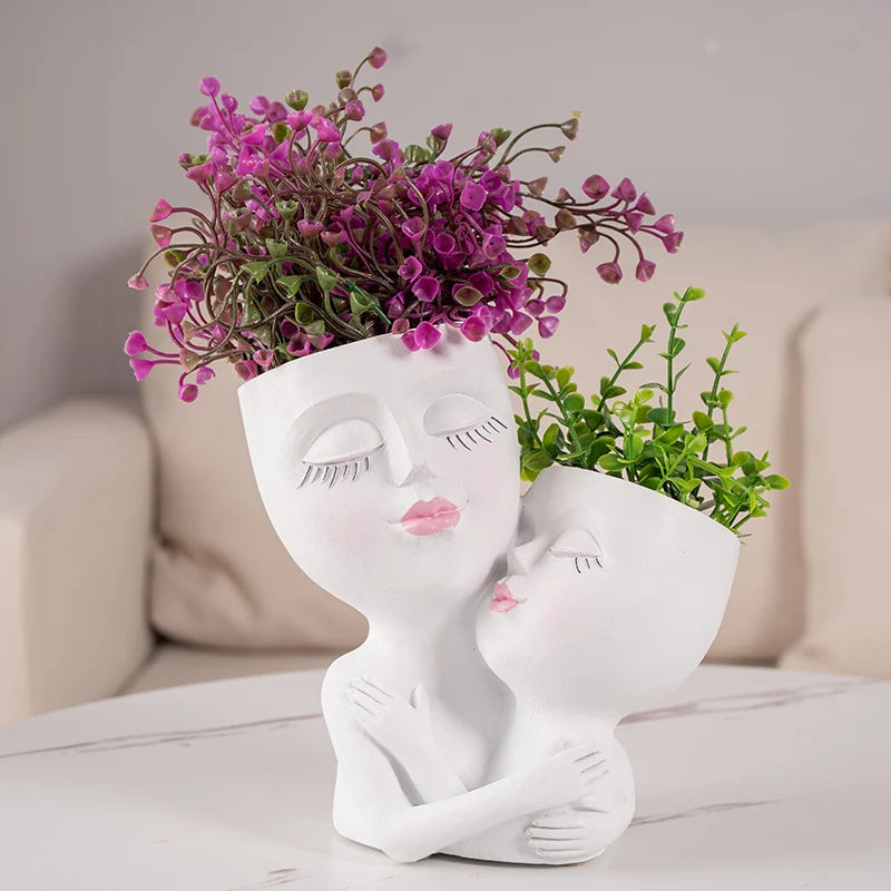 Cute Girl Face Vase, Nordic Home Decor Plant Pot