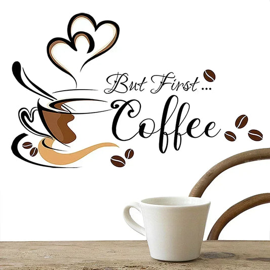 Coffee Cup Pattern Wall Stickers for Cafe