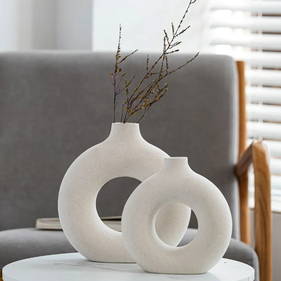 Nordic Ceramic Donuts Flower Pot for Living Room