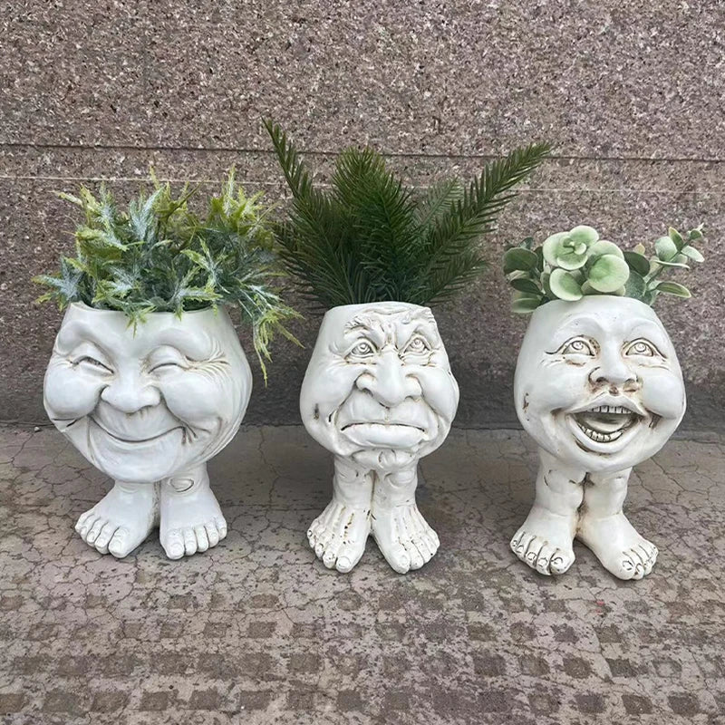 Muggle Face Flowerpot Ornament for Garden Decor