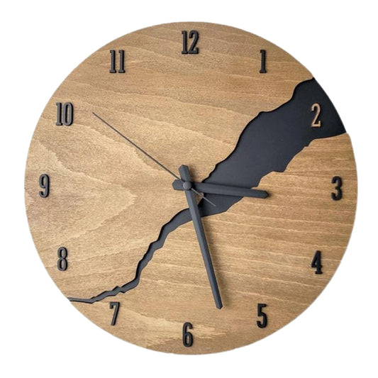 Large Cracked Wooden Wall Clock for Office or Living Room