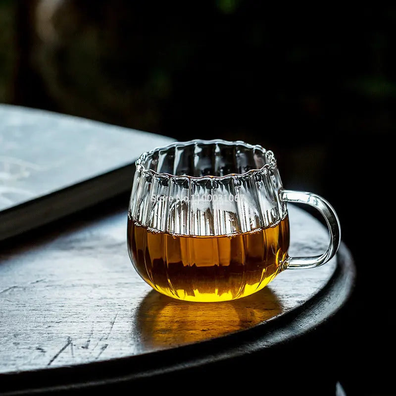 Heat-Resistant Glass Mug with Pumpkin Pattern