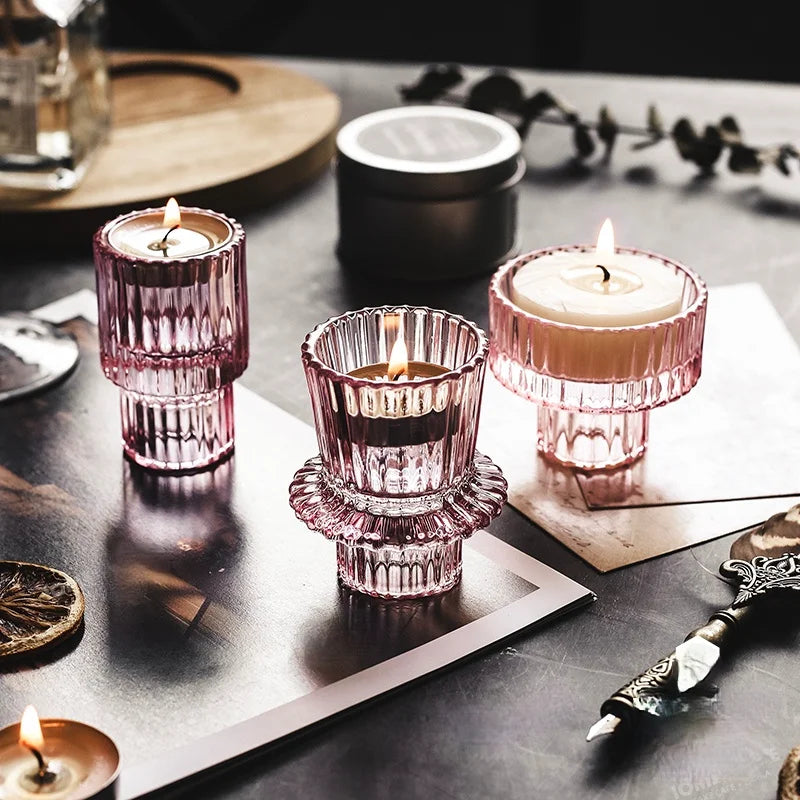 Crystal Glass Tealight Holders for Romantic Decor