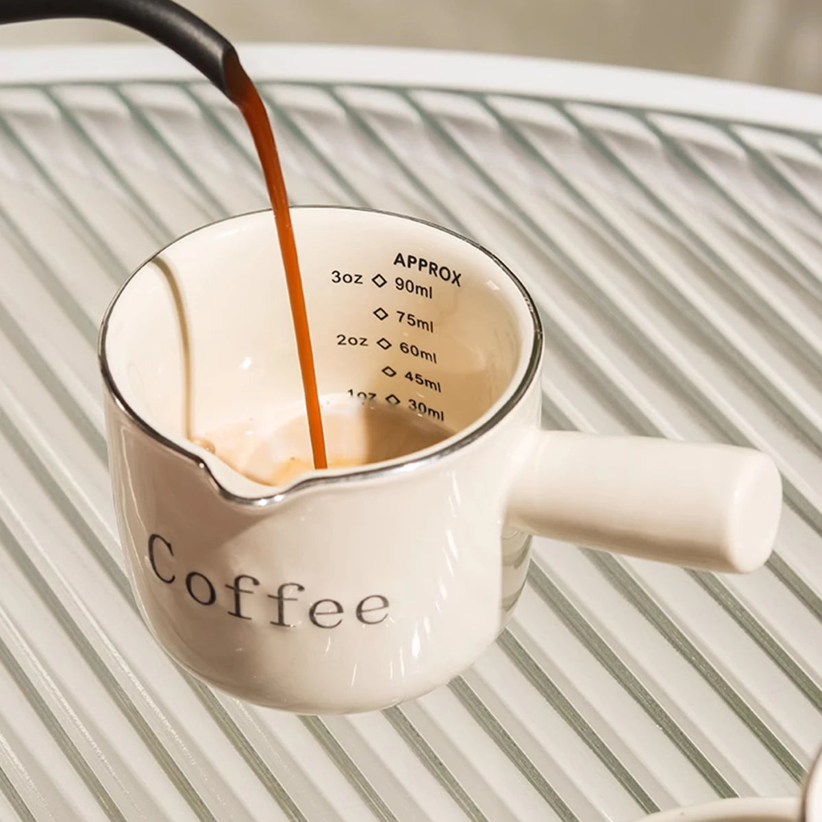 Vintage Cream Coffee Mug with Measuring Scale