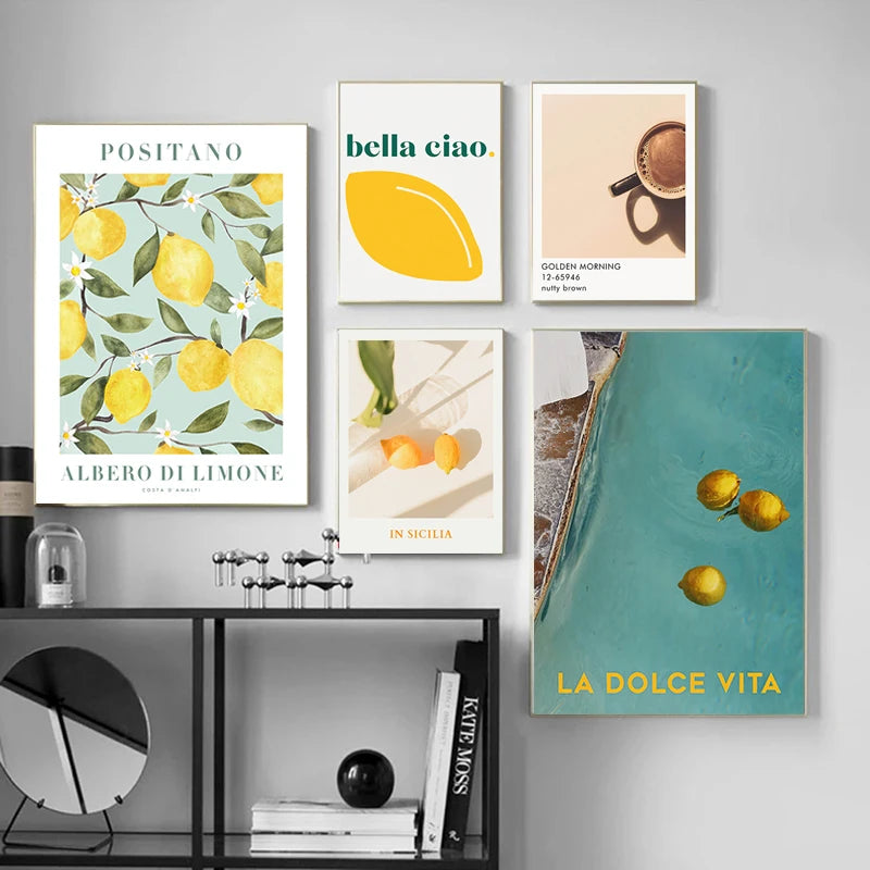 Lemon Orange Coffee Poster for Wall Art Decor