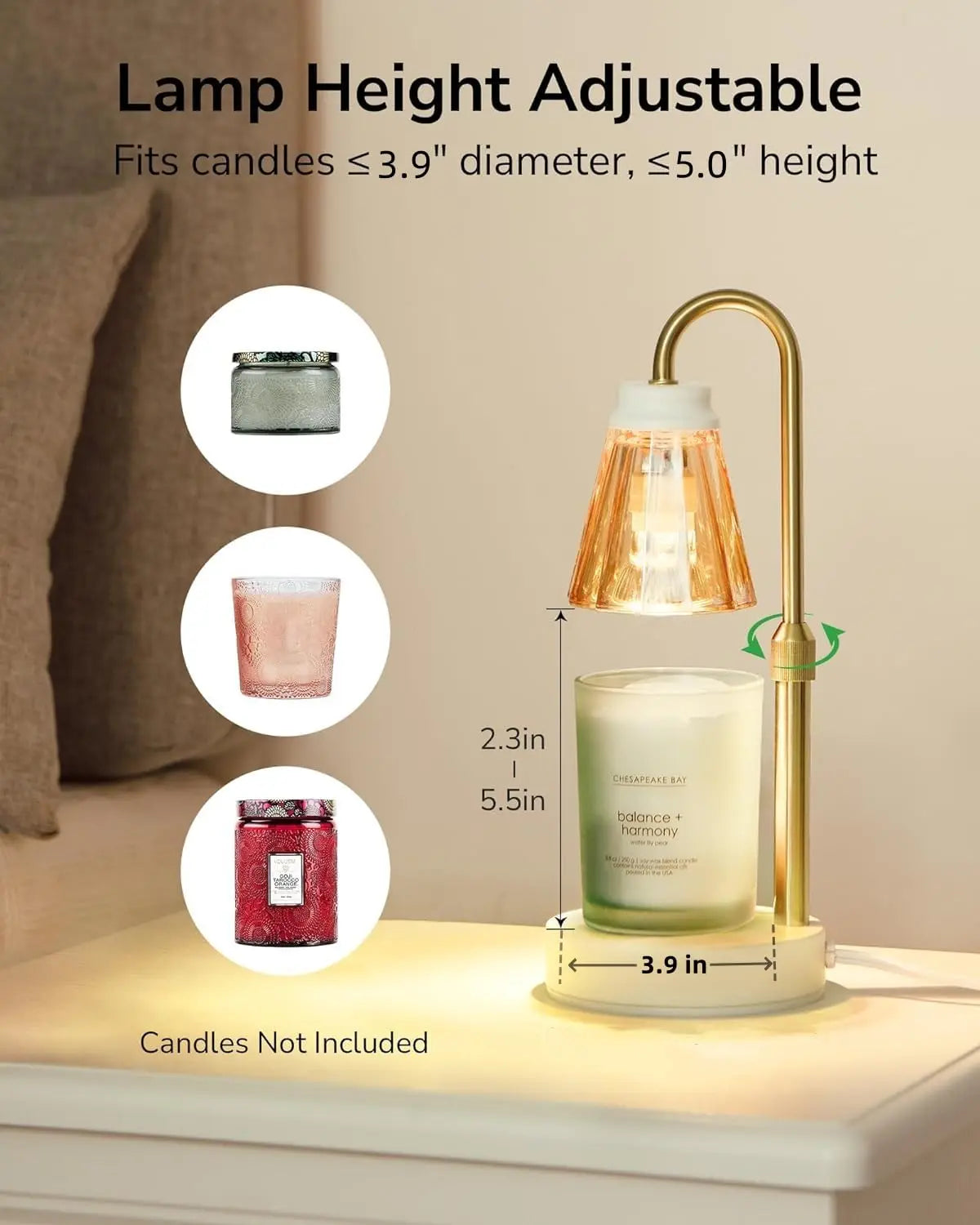 Adjustable Candle Warmer Lamp - With Dimmer & 4 Bulbs