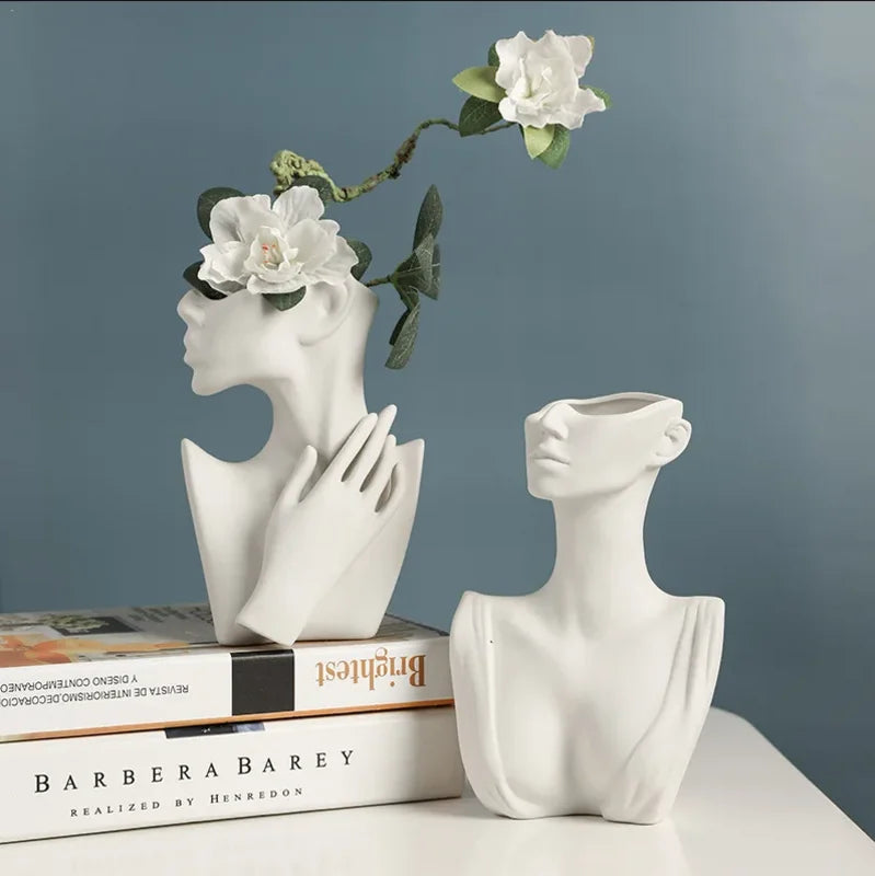 Creative Ceramic Face Vase for Modern Home Decor