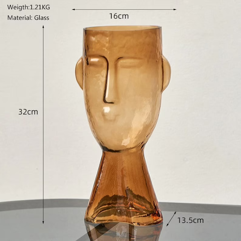 Nordic Gray/Amber Glass Face Vase