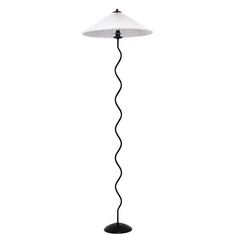 Nordic style Vintage Wavy Squiggle Floor Lamp with Pleated Lampshade