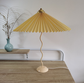 Vintage Squiggle Table Lamp with Iron Curvy Stand and Pleated Lamp Shade