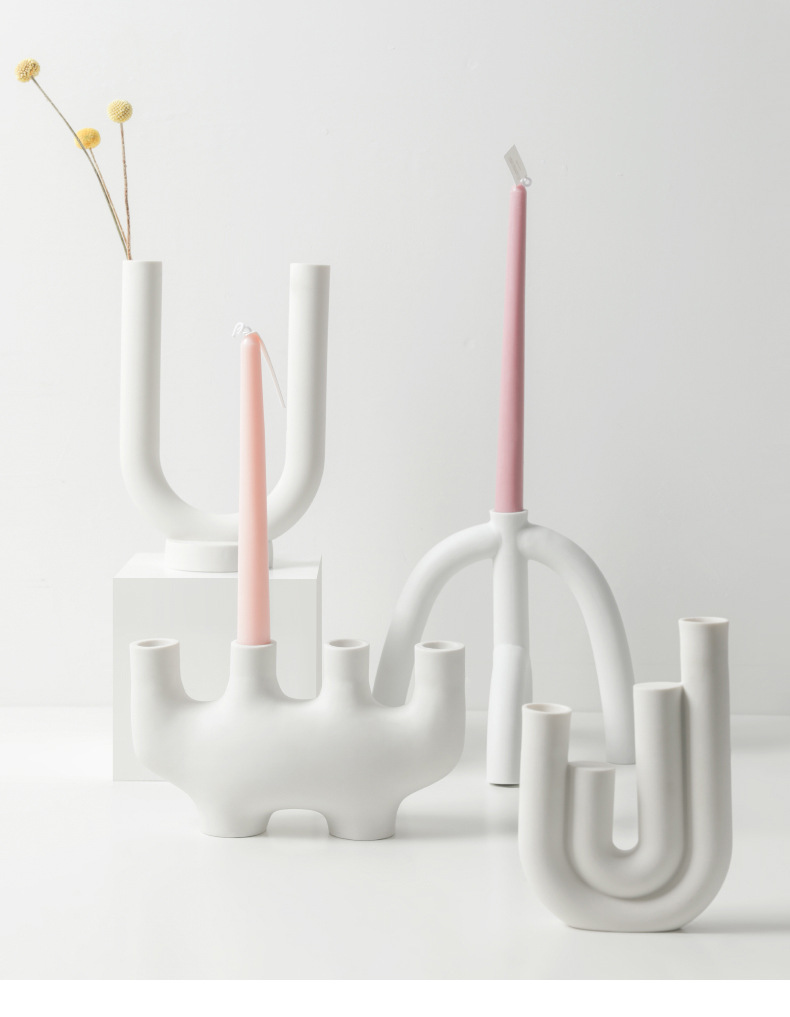 Nordic Geometric Ceramic Candle Holders