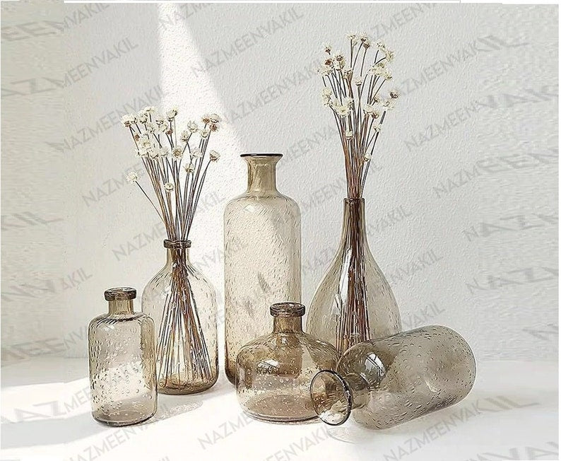 Vintage Nordic Bubble Glass Vases