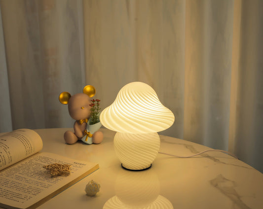2022 New Apricot Baby Striped Mushroom Lamp