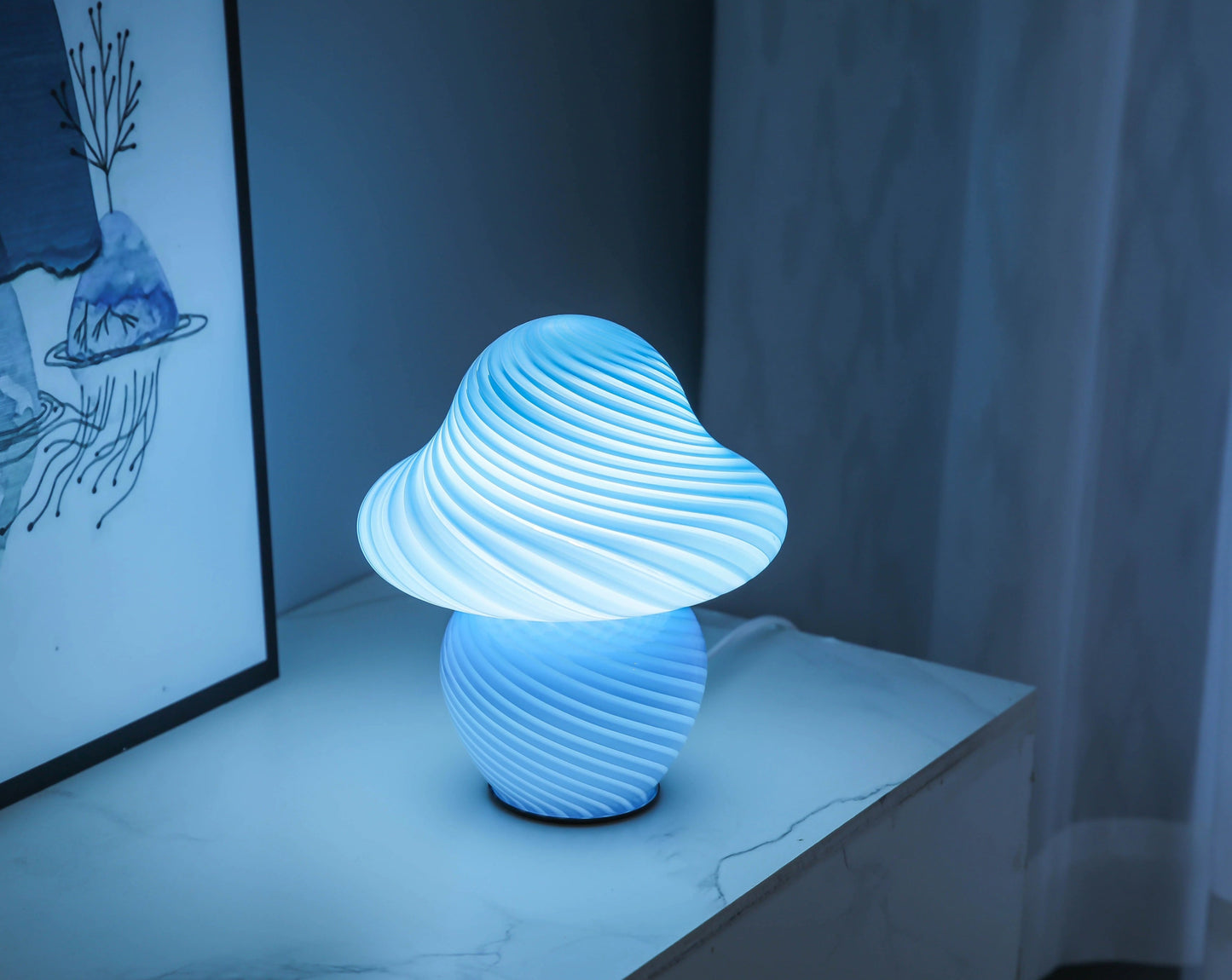 2022 New Blue Baby Striped Mushroom Lamp