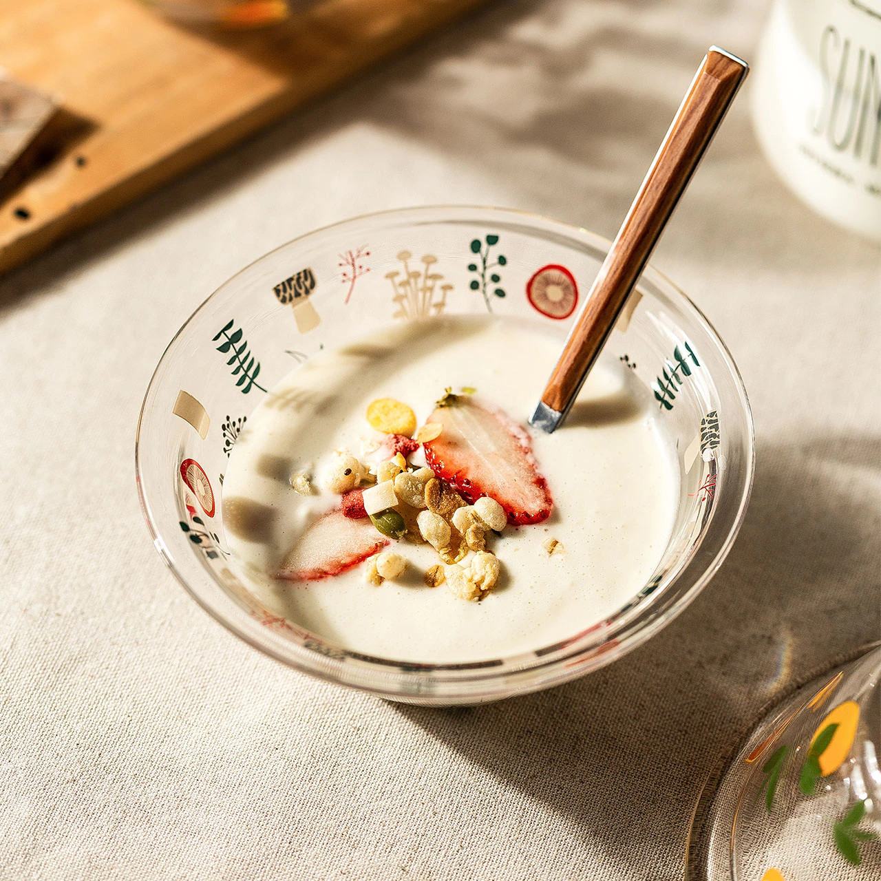Mushroom Glass Bowls, Morning Salad Cereal Dessert Bowls for