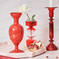 Pomegranate Red Glass Candle Holders