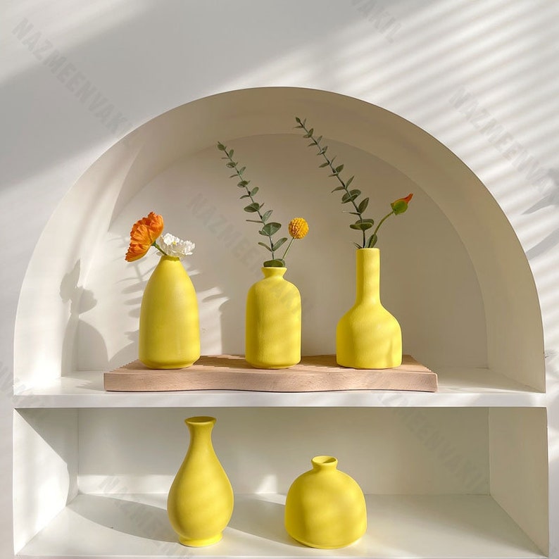 Nordic Minimalist Ceramic Vase Yellow/White