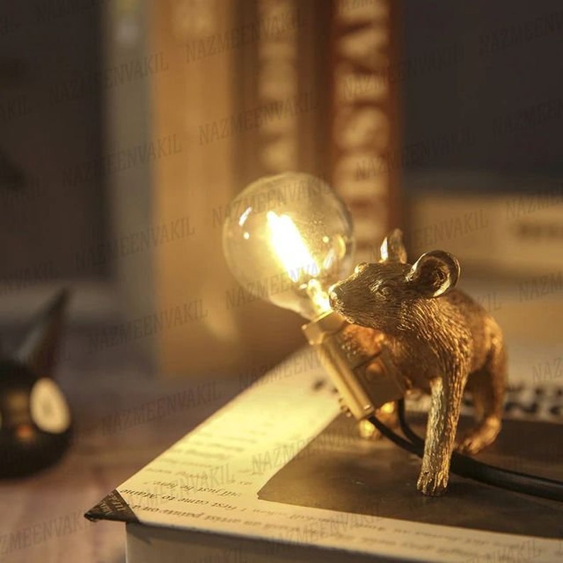 Nordic Resin Animal Rat Mouse Table LED Lamp