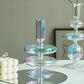 Rainbow Pearl Iridescent Glass Candlestick Holders Vases